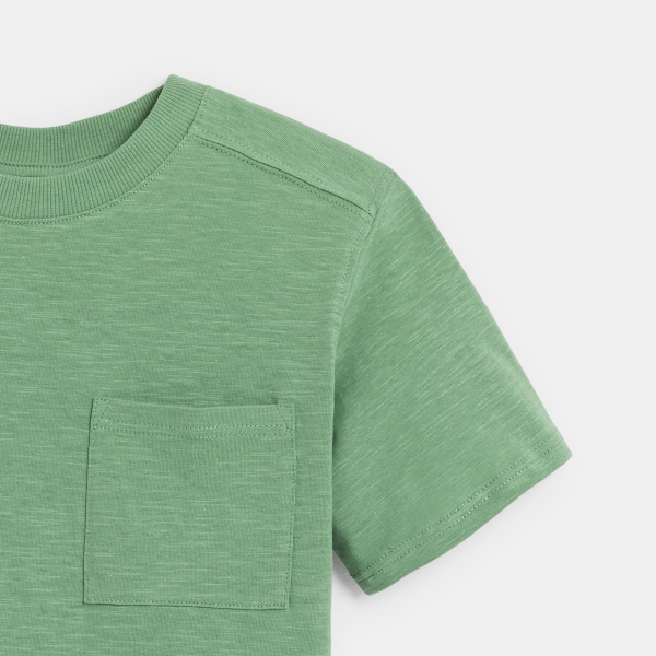 تيشيرت بأكمام قصيرة أخضر سادة للأولاد